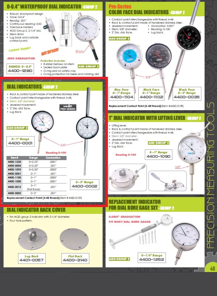 0-1" DIAL INDICATOR WITH FLAT BACK .001" (4400-0012) - Image 3