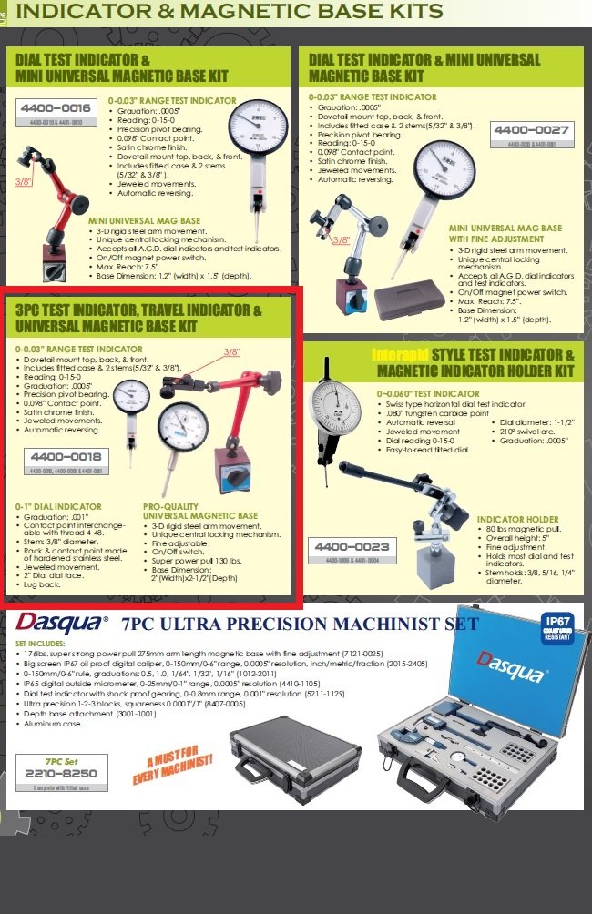 0.03" DIAL TEST & 1" DIAL INDICATORS WITH UNI MAGNETIC BASE (4400-0018) - Image 2