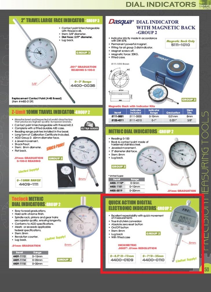 0-0.5 / 0-12MM QUICK ACTION ELECTRONIC INDICATOR (4400-0109) - Image 3