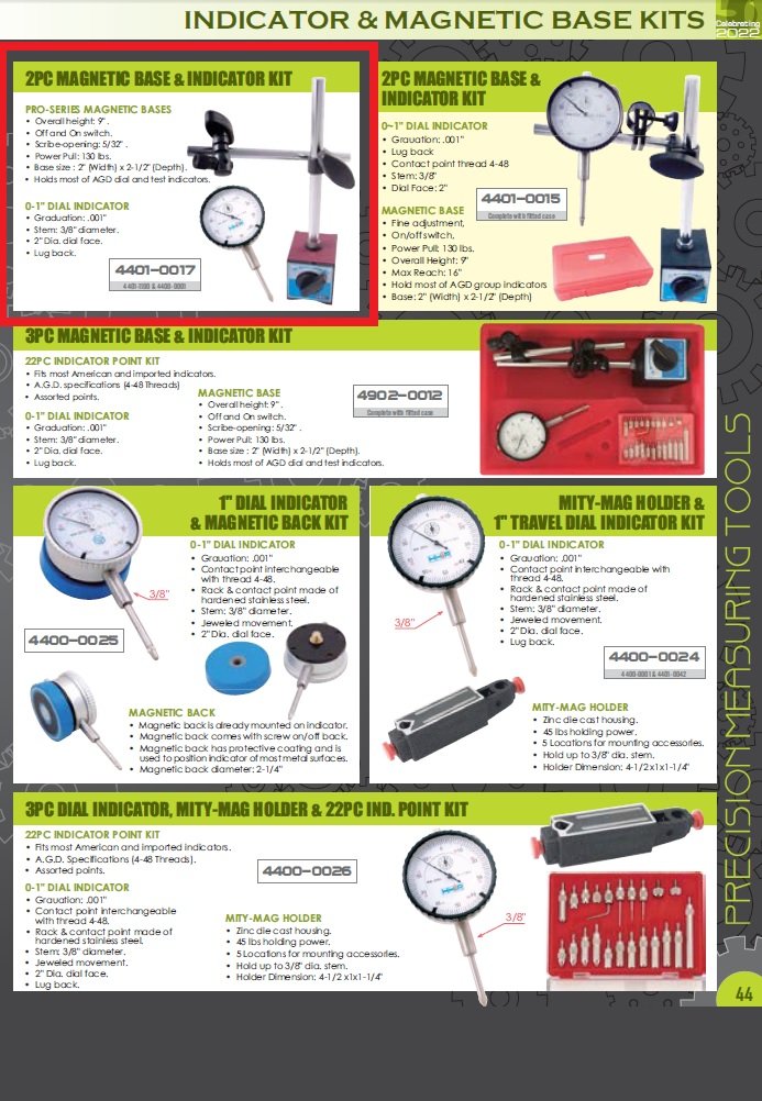 1" DIAL INDICATOR & STANDARD PRO MAGNETIC BASE SET (4401-0017) - Image 2