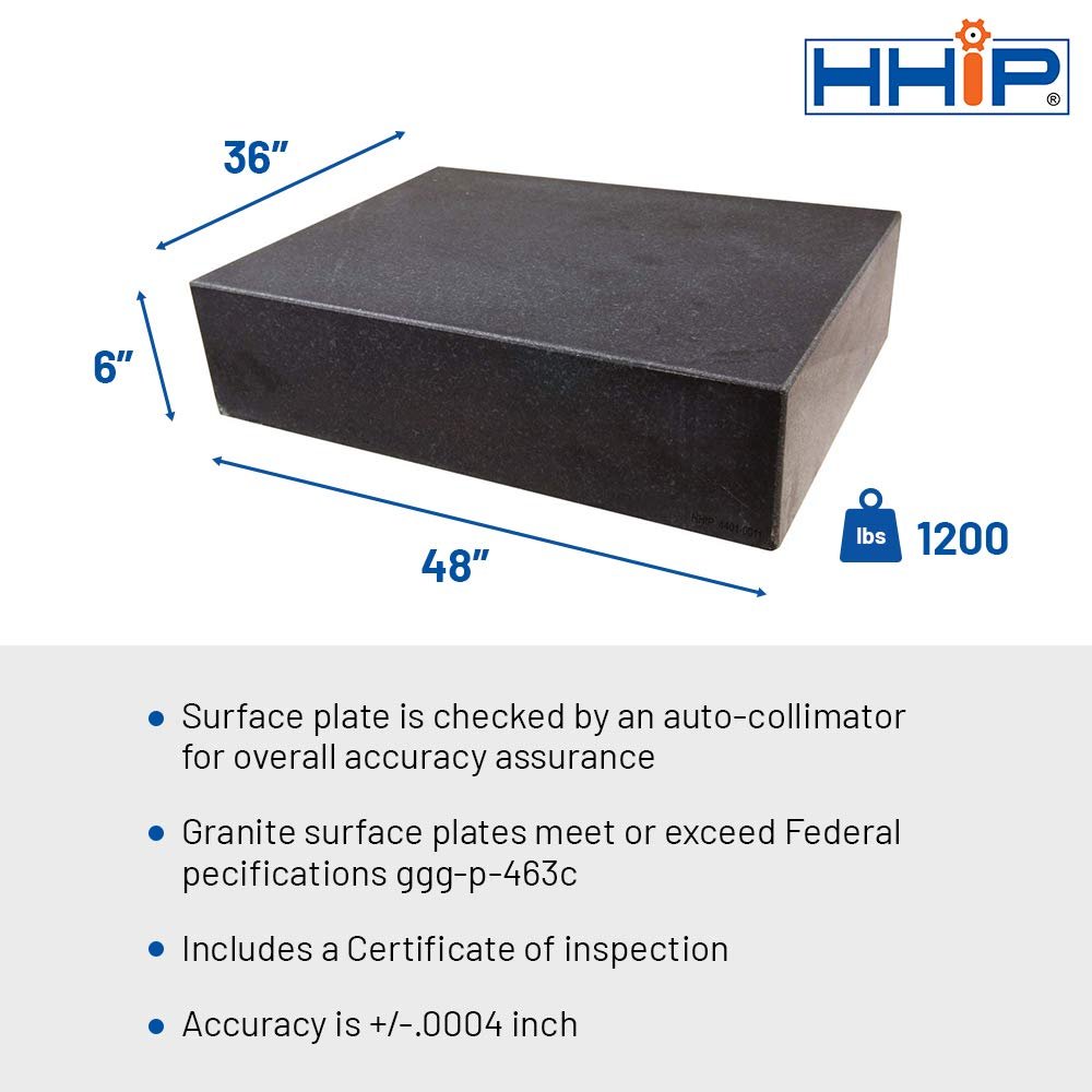 48 X 36 X 6 GRANITE SURFACE PLATE GRADE B LEDGE 0 (4401-1604) - Image 3