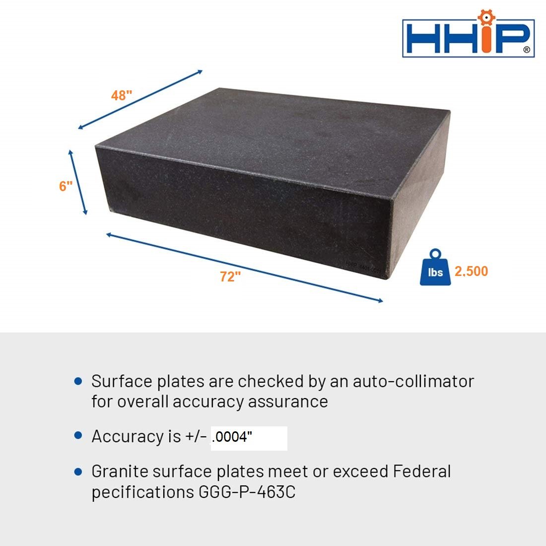 48 X 72 X 6 GRANITE SURFACE PLATE GRADE B LEDGE 0 (4401-1607) - Image 3