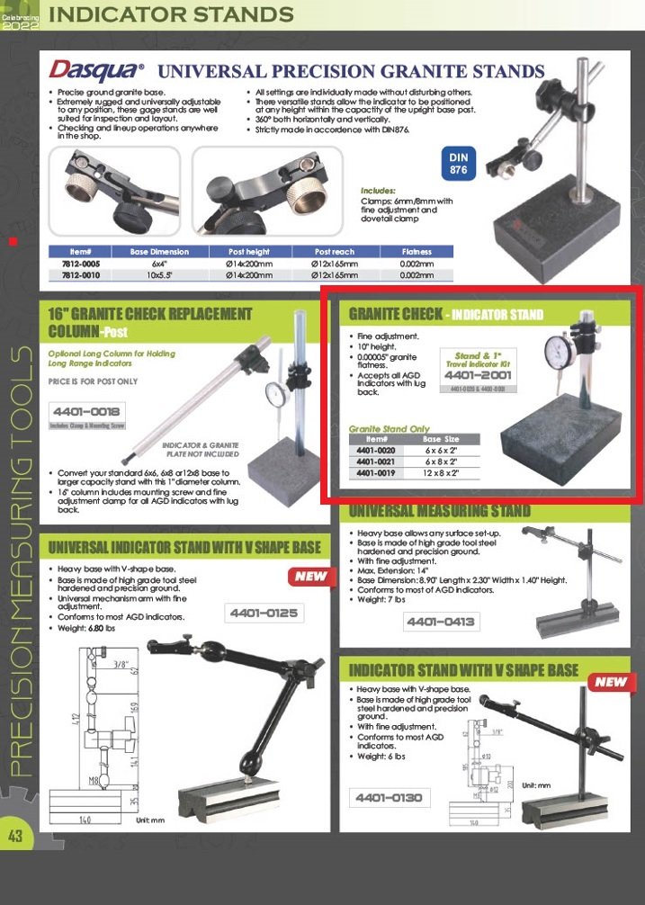 GRANITE CHECK STAND WITH 1" DIAL INDICATOR (4401-2001) - Image 4