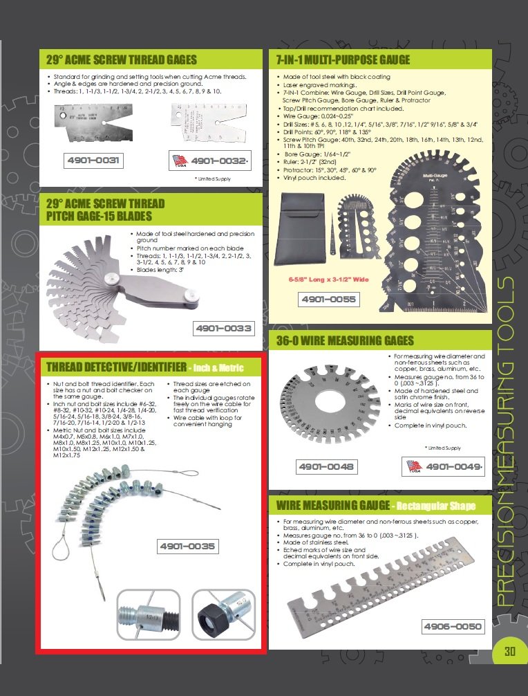 INCH & METRIC THREAD DETECTIVE IDENTIFIERS (4901-0035) - Image 6