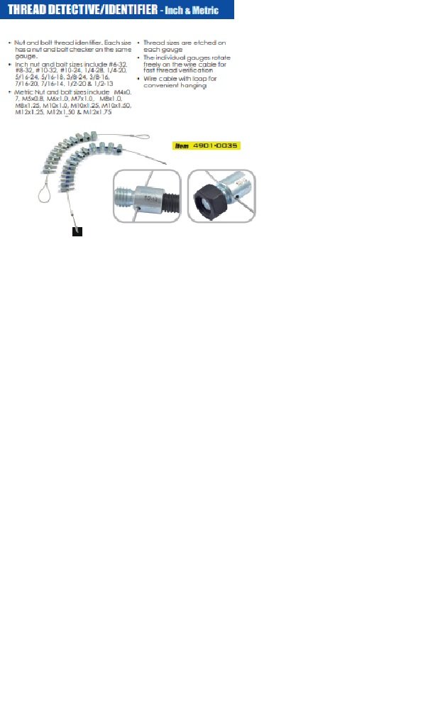 INCH & METRIC THREAD DETECTIVE IDENTIFIERS (4901-0035) - Image 7