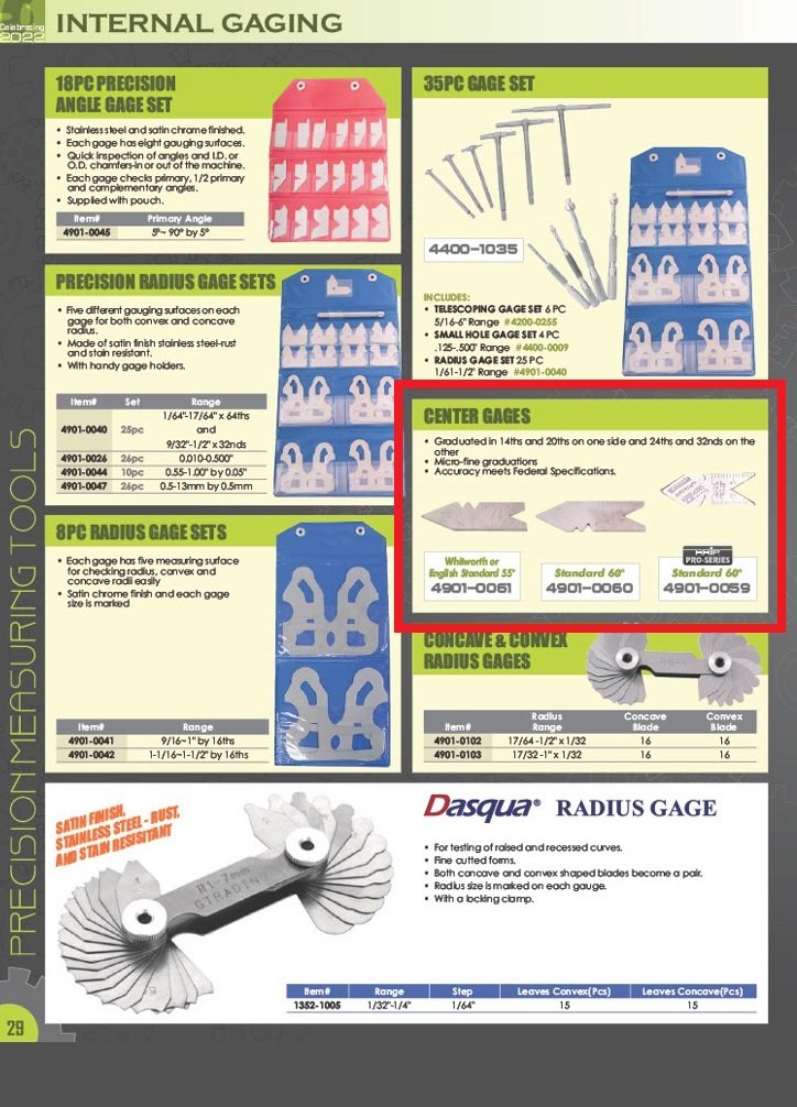 60 DEGREE CENTER GAGE STANDARD (4901-0059) - Image 3
