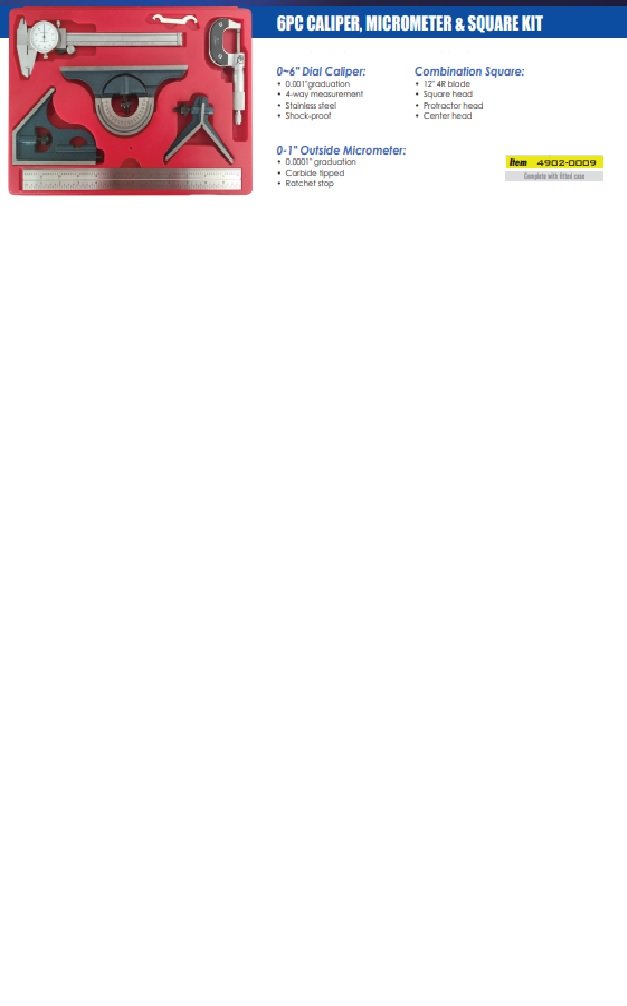 CALIPER 6PC KIT W COM. SQUARE (4902-0009)