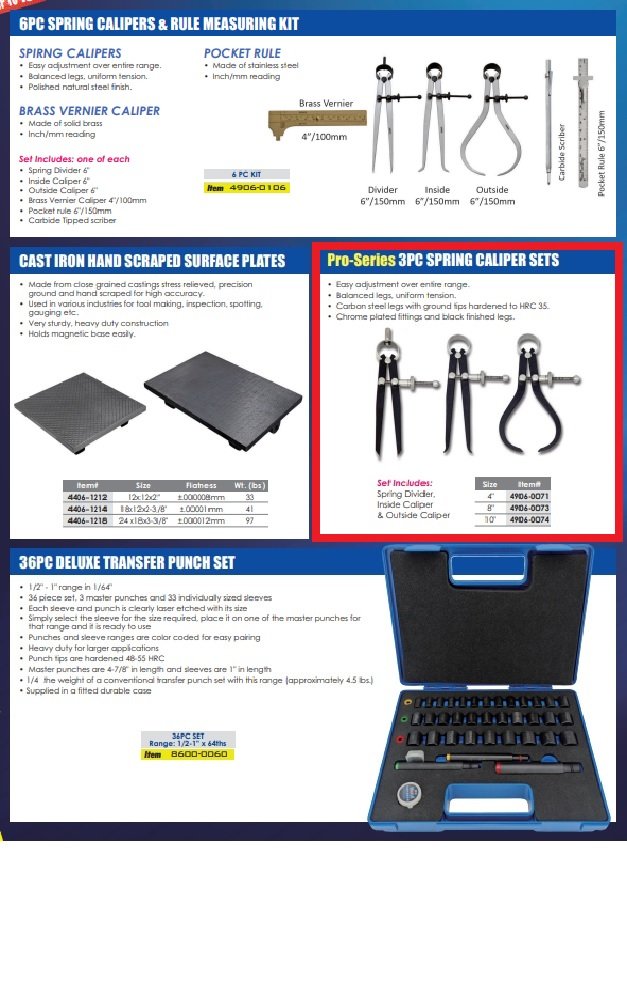 PRO-SERIES 4" 3 PIECE SPRING CALIPER & DIVIDER SET (4906-0071) - Image 3