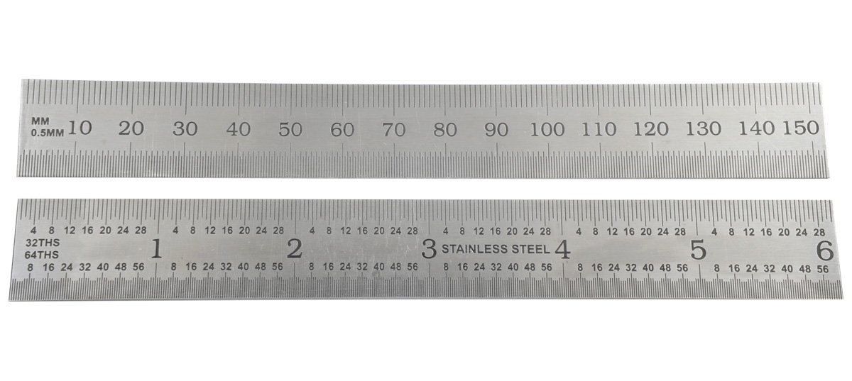 HHIP 6 X 3/4" E/M RIGID RULE GRADUATIONS 1/32, 1/64, MM & .5MM (4906-0236)