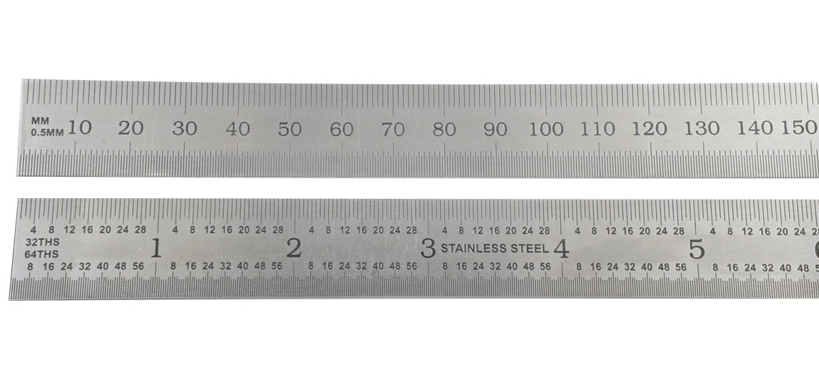HHIP 24 X 1-1/8" E/M RIGID RULE GRADUATIONS 1/32, 1/64, MM & .5MM (4906-0240)