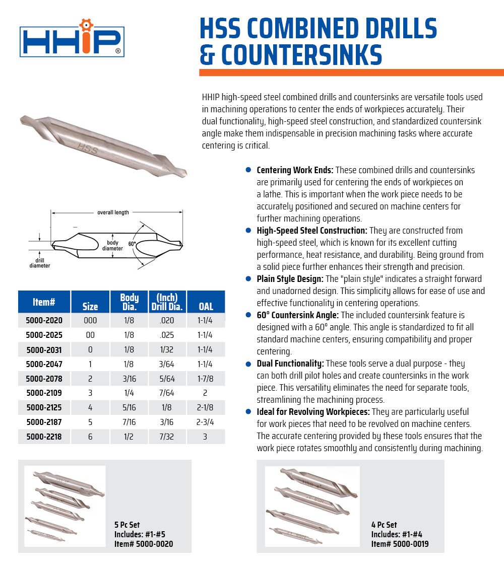 #5 3/16 DRILL DIAMETER COMBINED DRILL & COUNTERSINK 60 DEGREE (5000-2187) - Image 3