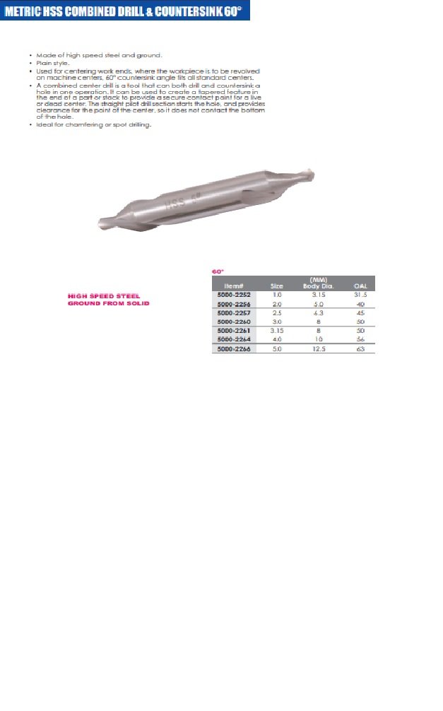 HHIP 2.5 X 6.3MM COMBINED DRILL & COUNTERSINK (5000-2257) - Image 5