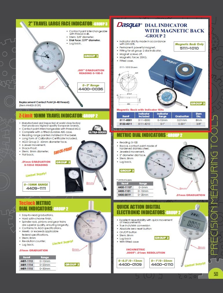 DASQUA 0-1" DIAL INDICATOR WITH MAGNETIC BACK (5122-4211) - Image 5