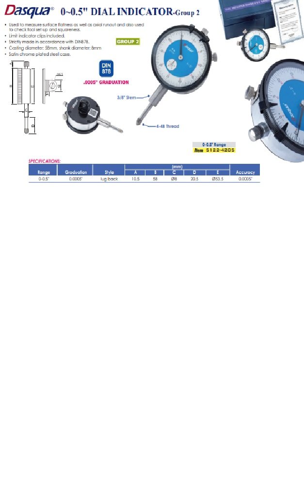 DASQUA 0-0.5INCH LUG BACK DIAL INDICATOR (5122-4205) - Image 7