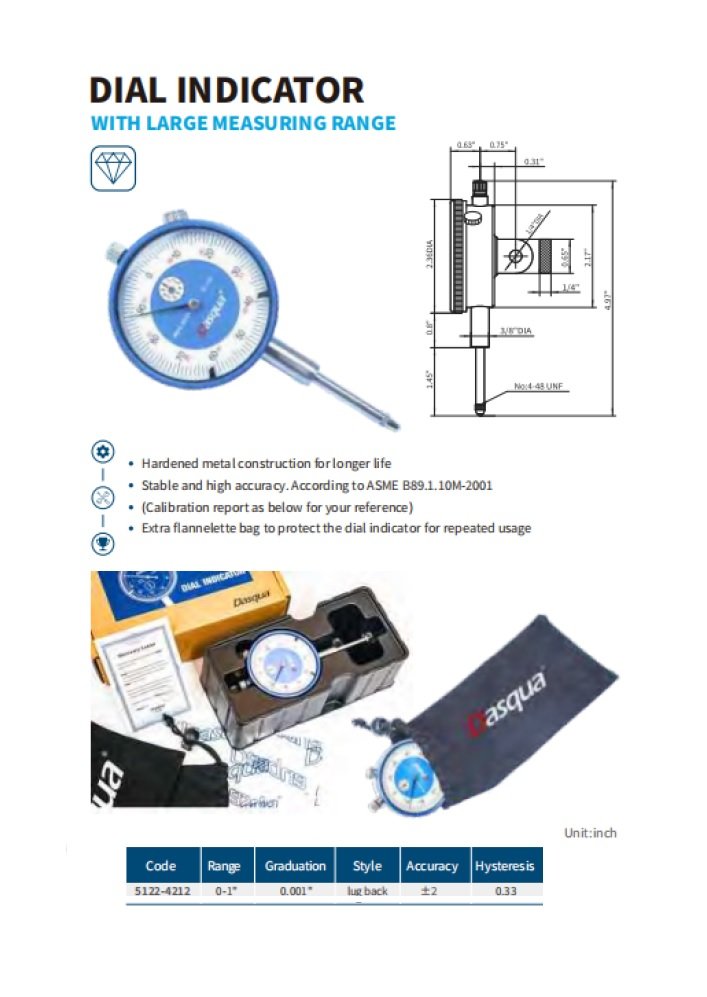 DASQUA PRECISION TEST INDICATOR, DIAL INDICATOR & MAGNETIC BASE SET (9999-0068) - Image 9