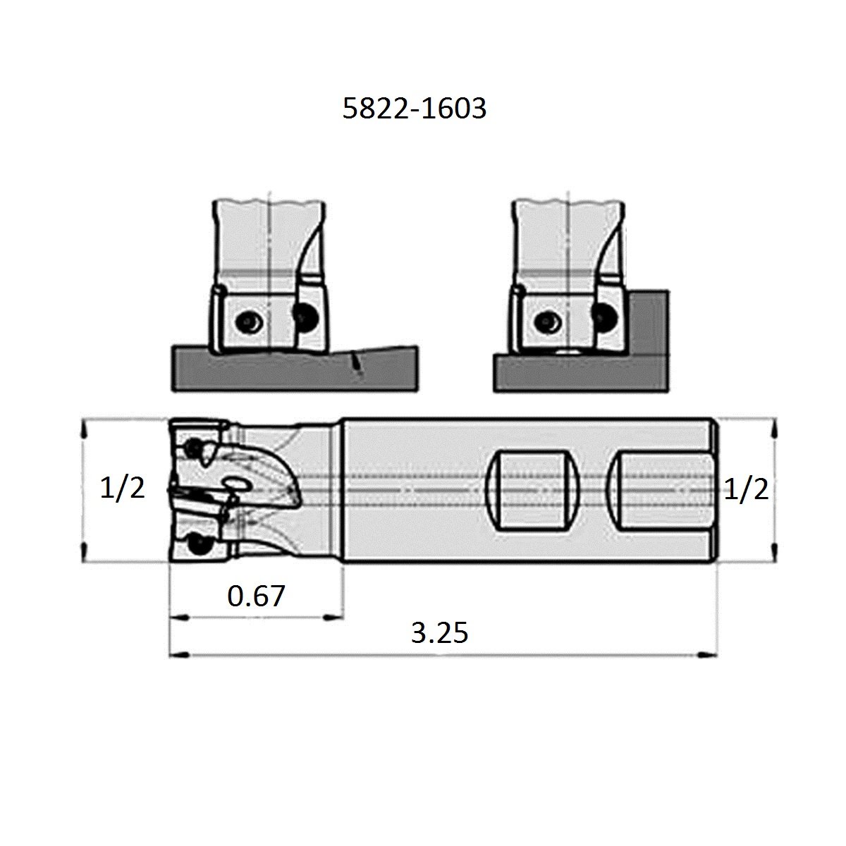 1/2" SQUARE SHOULDER COOLANT-THRU INDEXABLE END MILL (5822-1603) - Image 2
