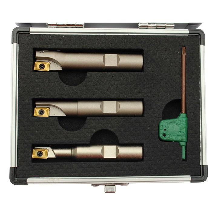 3PC 1/2 SHANK SQUARE SHOULDER COOLANT-THRU INDEXABLE END MILL SET-APKT1003 (5822-1710)