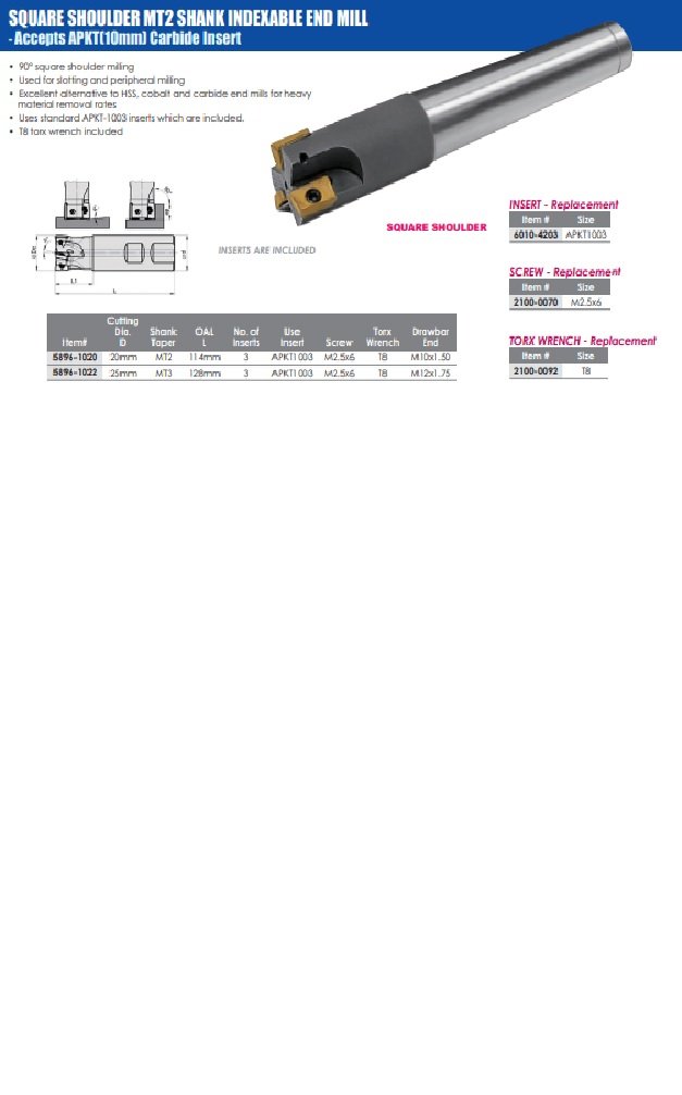 APKT-1003 COATED SHOULDER MILLING INSERT (6010-4203) - Image 9
