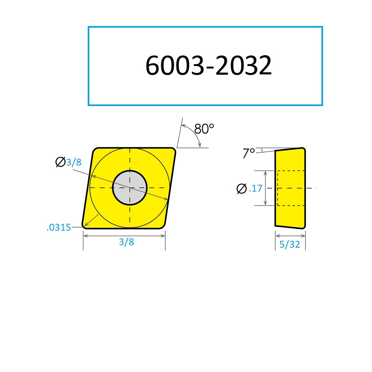 CCMT-32.52 C-5 TiN COATED CARBIDE INSERT (6003-2032) - Image 3