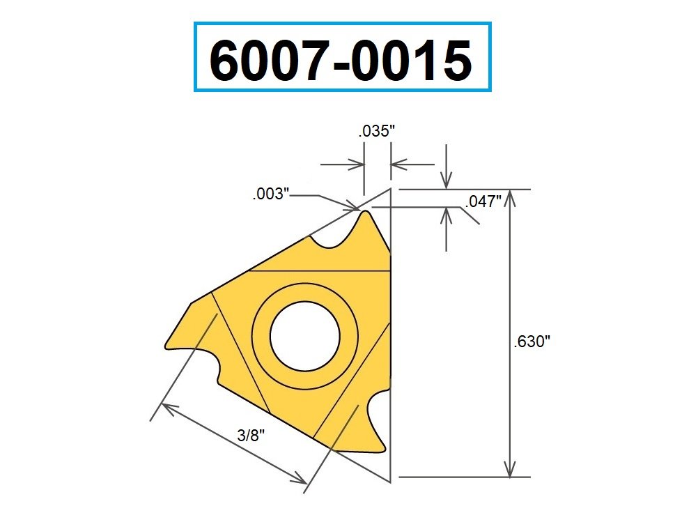 16IRAG60 TiN COATED INTERNAL THREADING CARBIDE INSERT (6007-0015) - Image 2