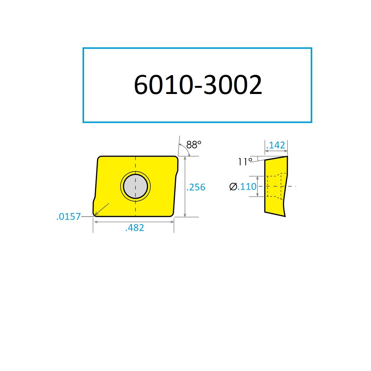 APKT-11T304-PF COATED CARBIDE SHOULDER MILLING INSERT (6010-3002) 10pc pack - Image 3