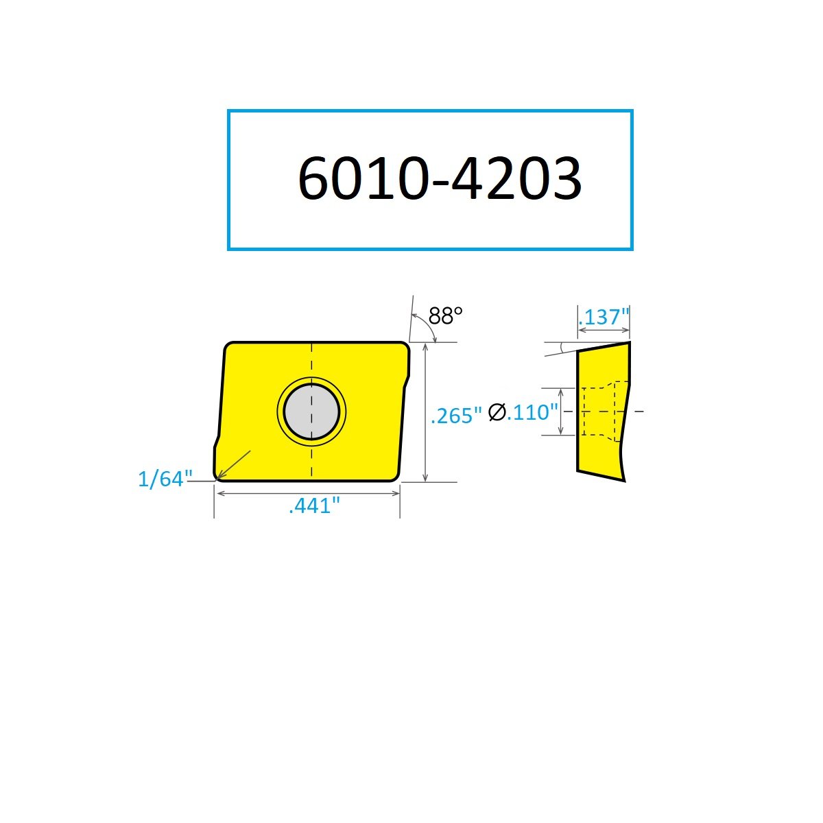 APKT-1003 COATED SHOULDER MILLING INSERT (6010-4203) - Image 3