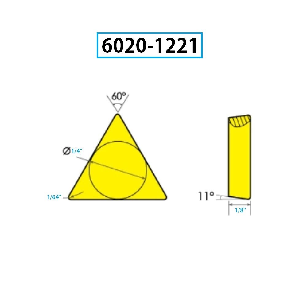 TPG-221 C-6 TiN COATED CARBIDE INSERT (6020-1221) - Image 2