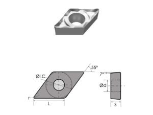 DCGX 32.52 LH CARBIDE INSERT FOR ALUMINUM (6055-0222)