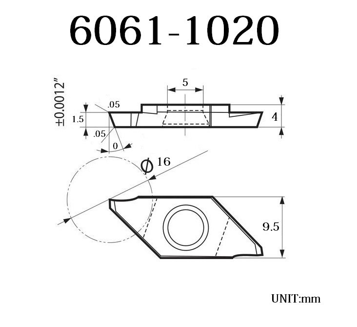 TiN COATED TKF16R150-S RIGHT HAND GROOVING/CUT-OFF INSERT (6061-1020) - Image 3