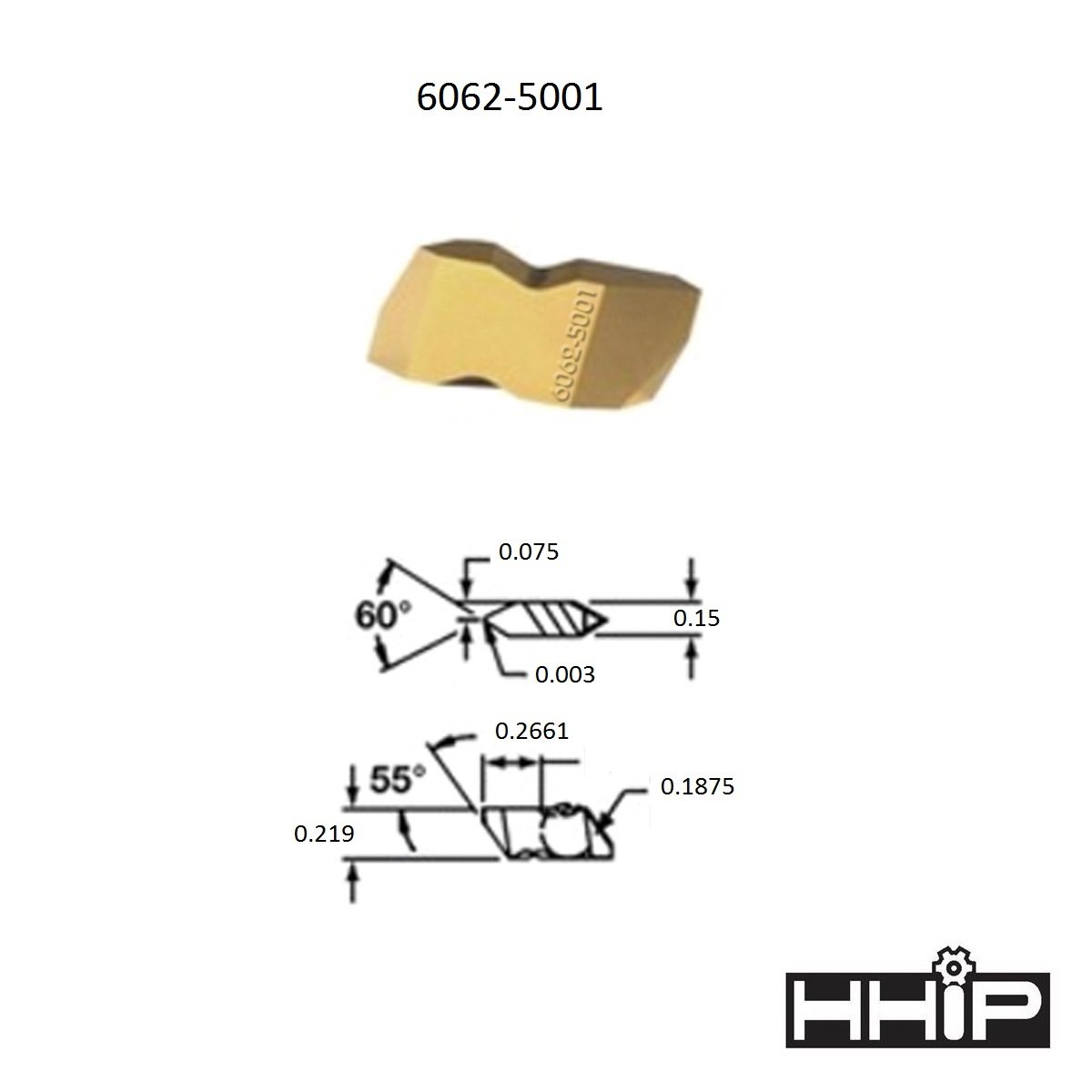 T/NT-2R C5 COATED RIGHT HAND THREADING CARBIDE INSERT (6062-5001) - Image 2