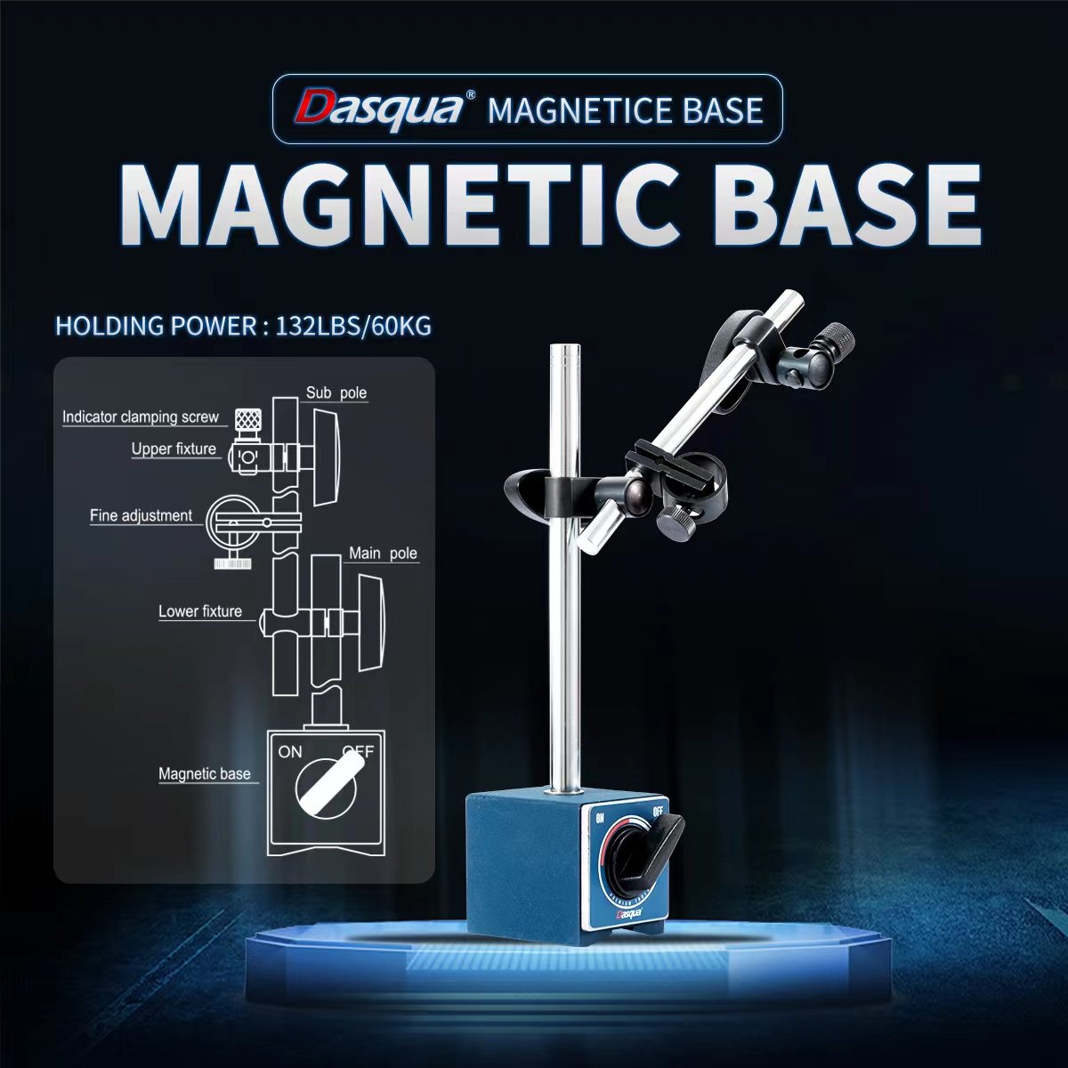 DASQUA 132 LBS MAGNETIC FORCE MAGNETIC BASE WITH FINE ADJUSTMENT (7123-1004) - Image 6
