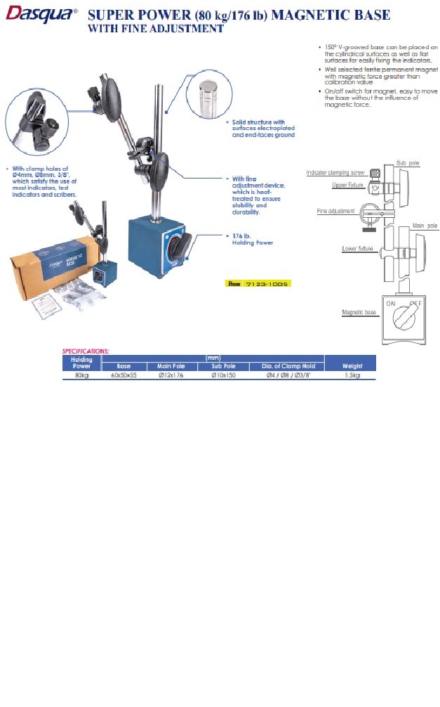 DASQUA MAG BASE WITH FINE ADJUTMENT (7123-1005) - Image 7