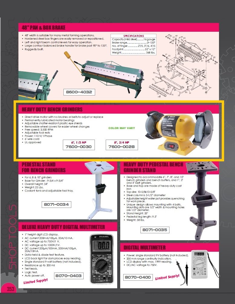 6" HEAVY DUTY BENCH GRINDER (7600-0030) - Image 2
