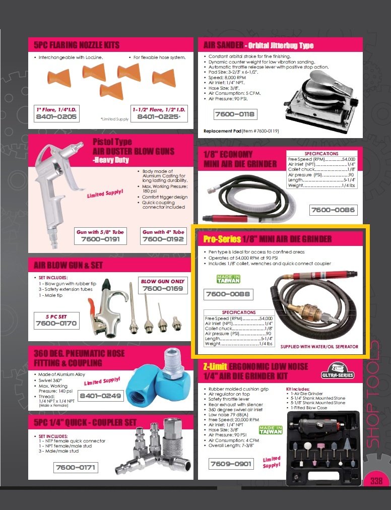 VERTEX PRO-SERIES 1/8" MINI AIR PENCIL DIE GRINDER (7600-0088) - Image 4