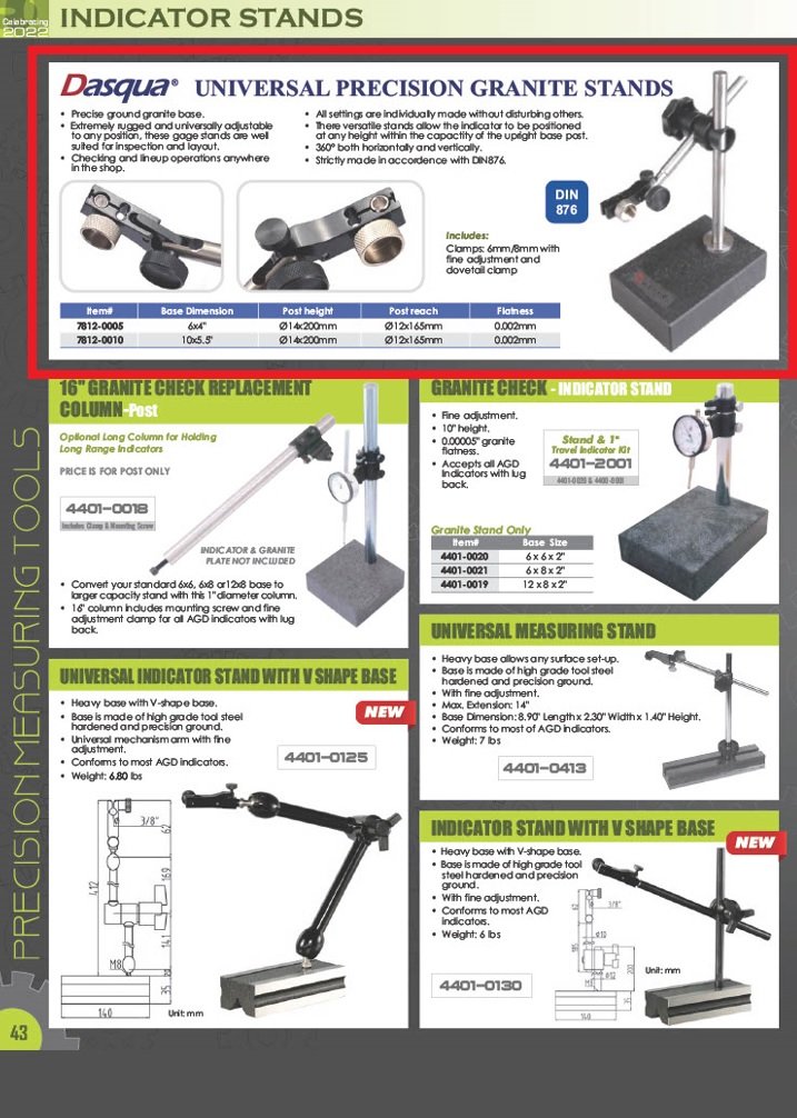 DASQUA 260 X 140MM UNIVERSAL PRECISION GRANITE STAND (7812-0010) - Image 3