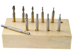 10 PIECE 2 & 4 FLUTE MINI HIGH SPEED STEEL DOUBLE END MILL SET (8000-0025)