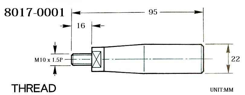 VERTEX M10 X 1.5 THREAD REVOLVING FLAT END HANDLE (8017-0001) MADE IN TAIWAN - Image 2