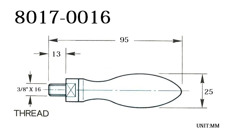 VERTEX 3/8-16 THREAD ELLIPSE END HANDLE (8017-0016) - Image 2