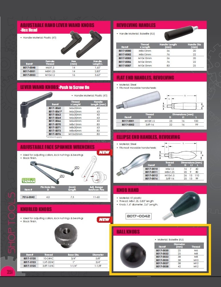 VERTEX M6 X 1 THREAD X 25MM BALL KNOB (8017-0030) - Image 3