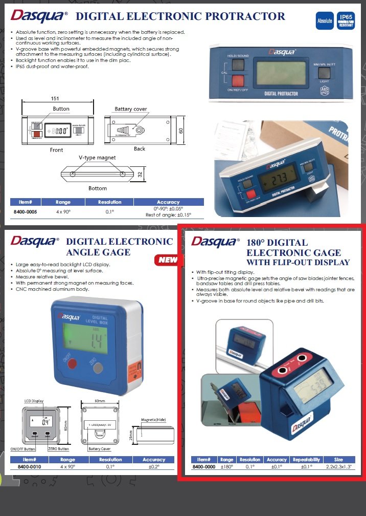 DASQUA 180 DEGREE DIGITAL ANGLE GAGE WITH FLIP-OUT DISPLAY (8400-0000) - Image 2