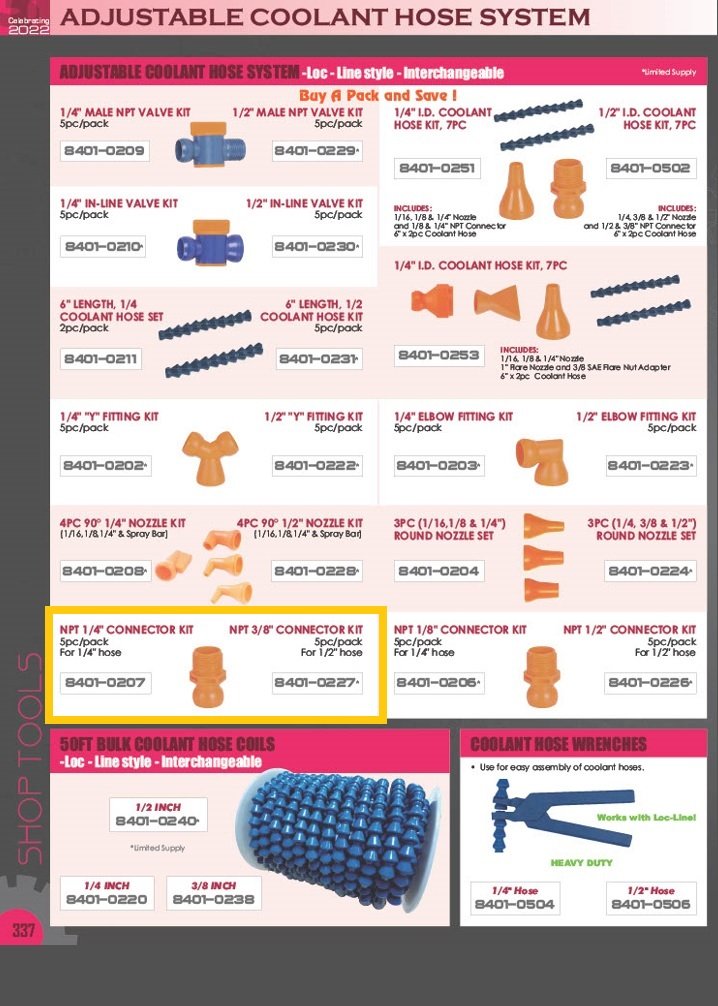NPT 3/8 CONNECTORS FOR 1/2 COOLANT HOSE 5 PIECES (8401-0227) - Image 2