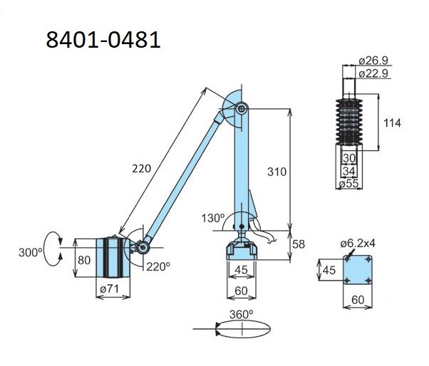 VERTEX 6 WATT 220 x 310MM ARM 110V LED BOLT ON CONCENTRATED WORK LIGHT (8401-0481) - Image 2