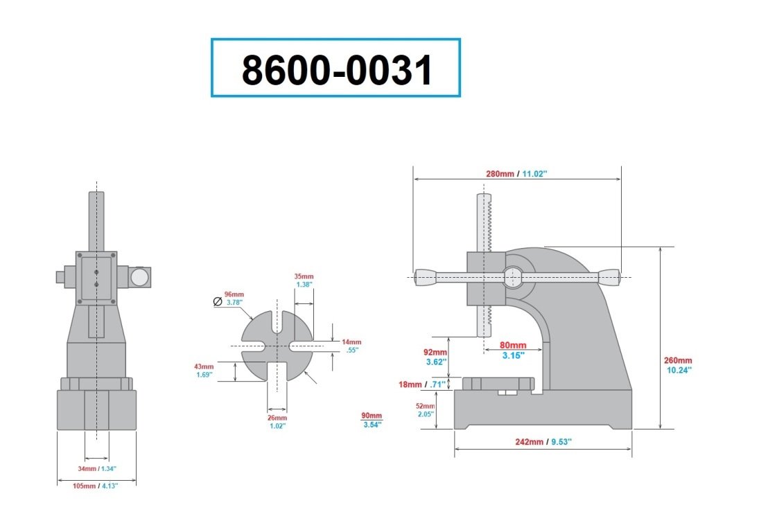 HHIP 1/2 TON HEAVY DUTY ARBOR PRESS MAX HEIGHT 4.33" (8600-0031) - Image 2