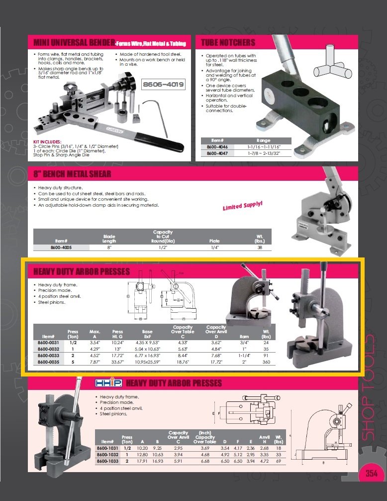 HHIP 1 TON HEAVY DUTY ARBOR PRESS 5.63" MAX HEIGHT (8600-0032) - Image 5