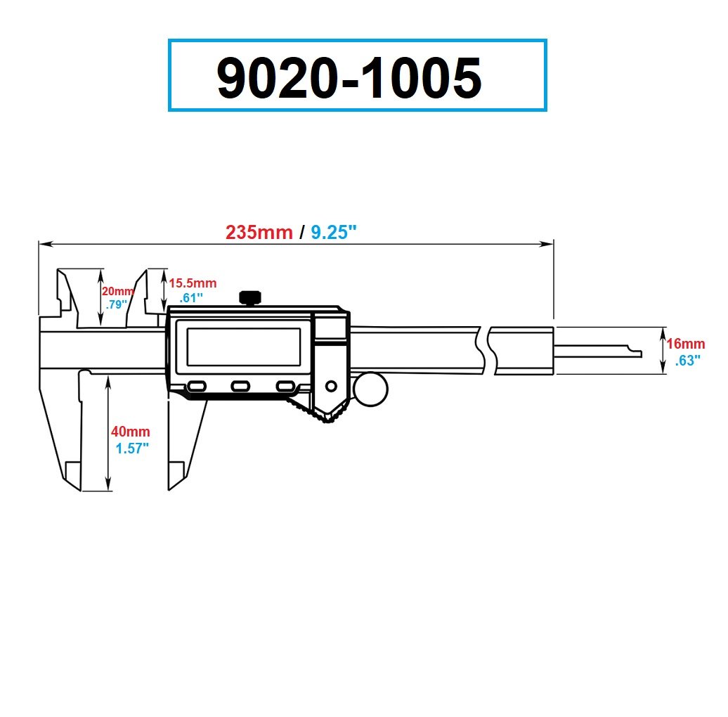 DASQUA #2000-1005 IP54 0-150MM / 0-6 INCH WATERPROOF DIGITAL CALIPER (9020-1005) - Image 2