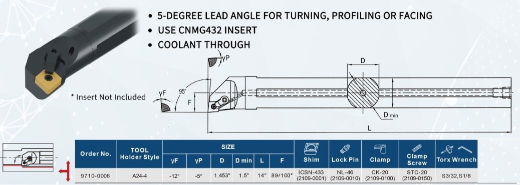 HARLINGEN A24MCLNR4 COOLANT TRHU INDEXABLE BORING BAR (9710-0008) - Image 3