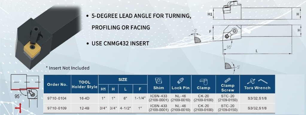 HARLINGEN MCLNR164D INDEXABLE TURNING TOOL HOLDER (9710-0104) - Image 2