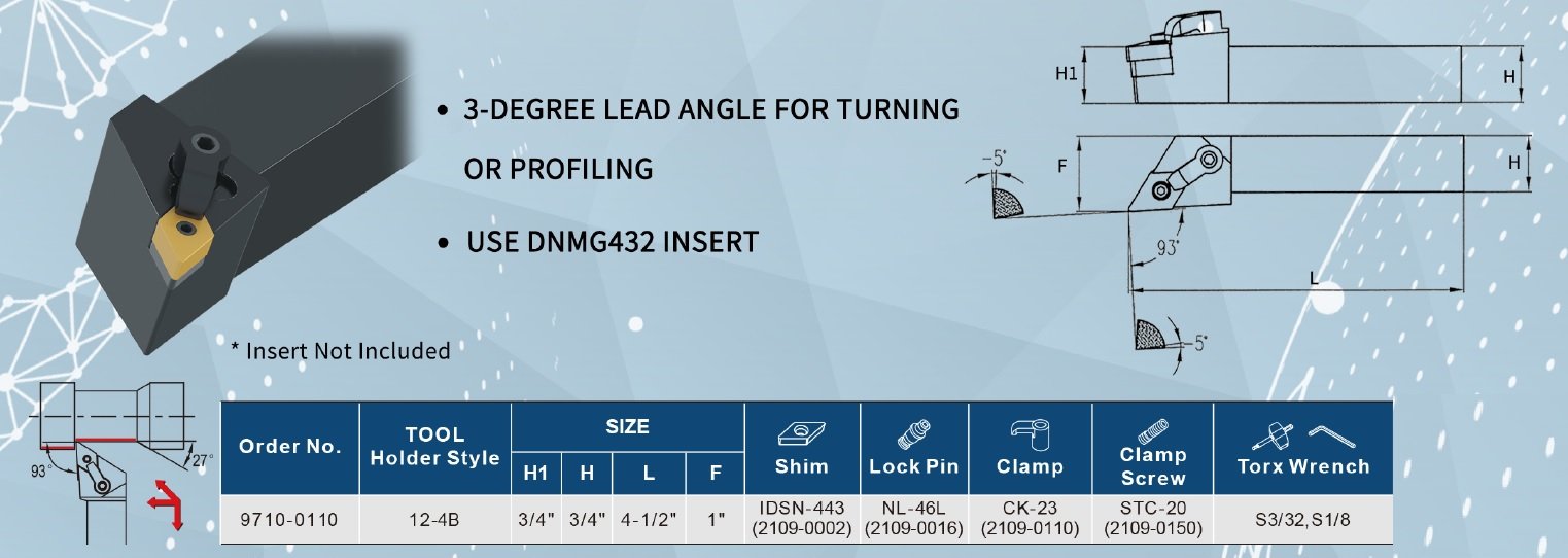 HARLINGEN MDJNR124B INDEXABLE TURNING TOOL HOLDER (9710-0110) - Image 2
