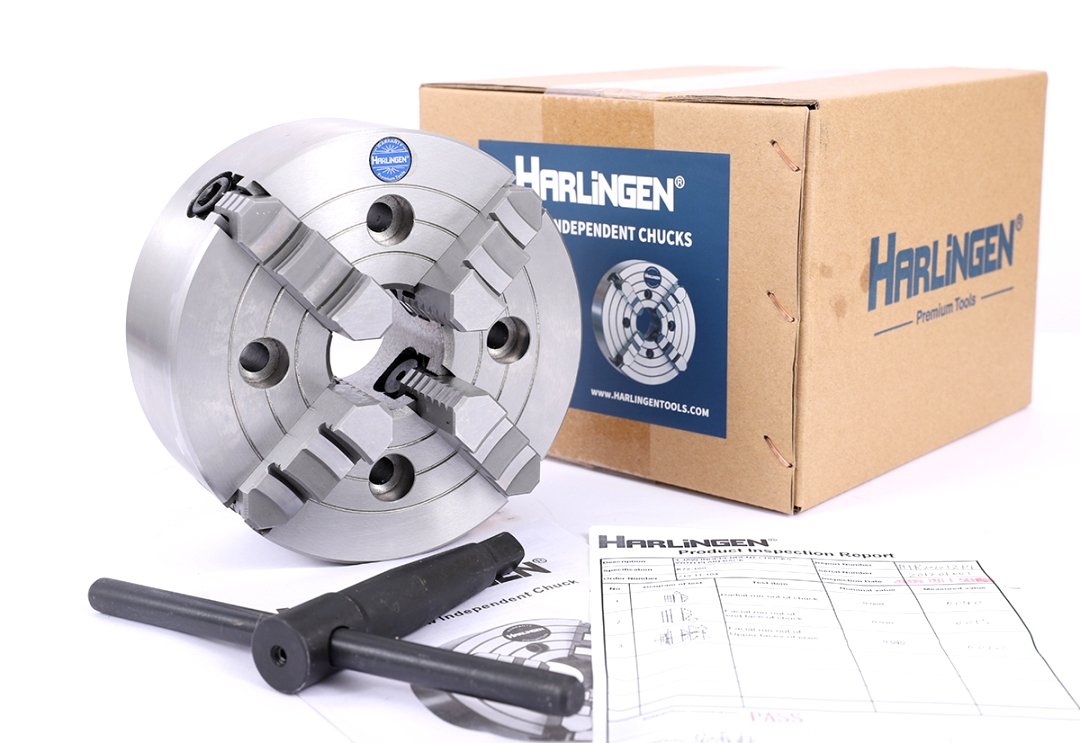 HARLINGEN 6" 4-JAW INDEPENDENT LATHE CHUCK PLAIN BACK (9713-1104) - Image 4