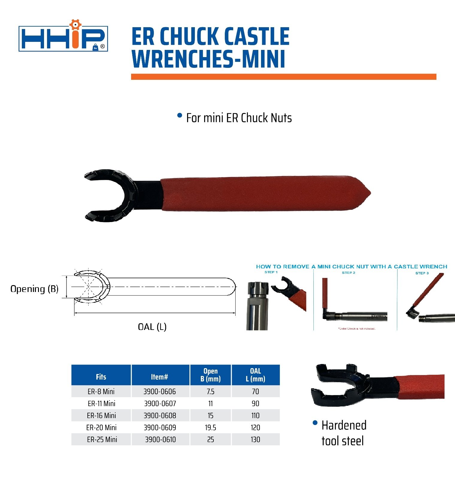7.5MM ER-8 CASTLE WRENCH FOR MINI ER CHUCK NUT (3900-0606) - Image 3